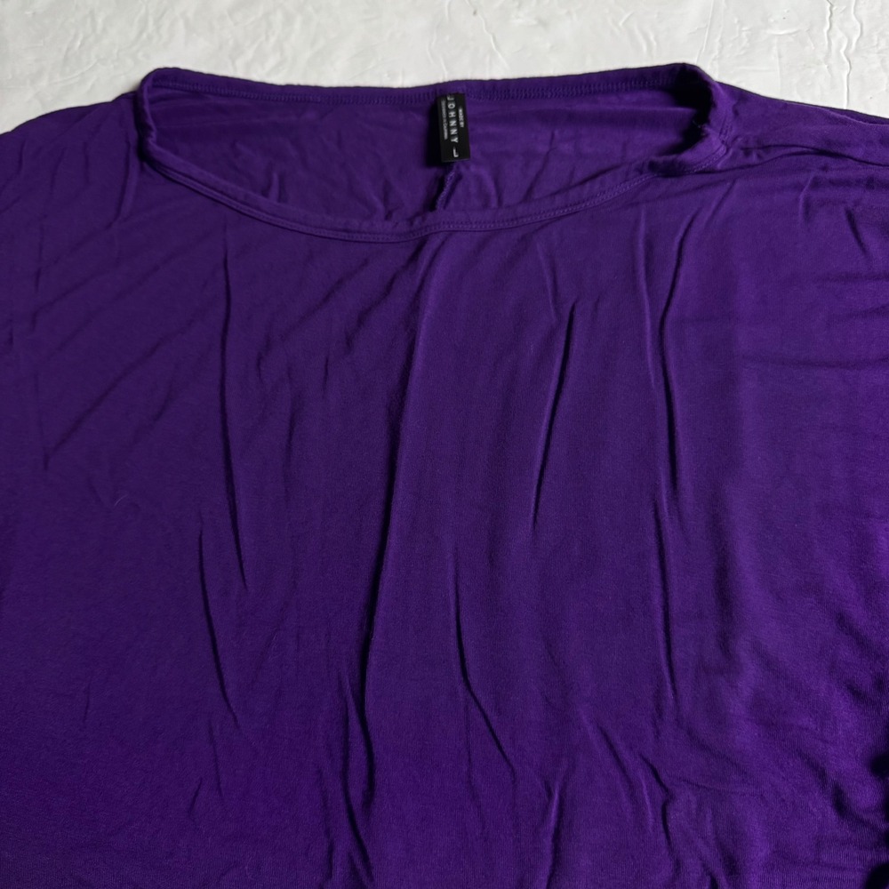 Made by Johnny Purple Dolman Ruched Side Top Boat‎ Neck Short Sleeve Large